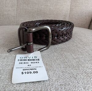 NWT Orvis Men's Leather Braided Belt. SIZE 42